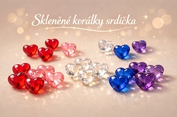 Skleněné korálky srdíčka