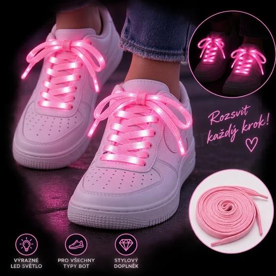 Svítící led tkaničky do bot růžové (H37)
