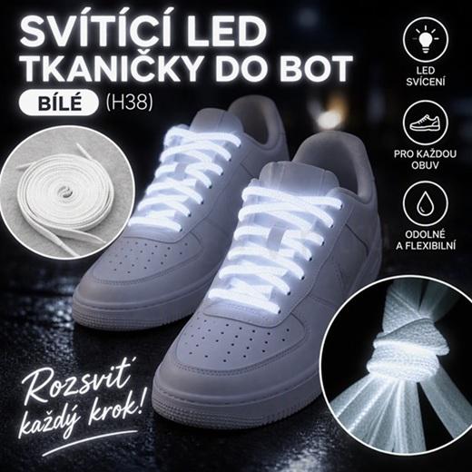 Svítící led tkaničky do bot bílé (H38)