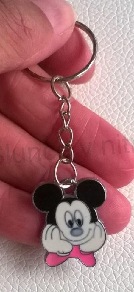 Přívěsek, klíčenka na klíče Mickey Mouse růžový (D721)