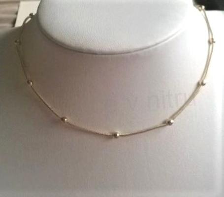 Náhrdelník choker řetízkový s kuličkami zlatý (BD731)