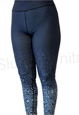 Dámské modrobílé barevné elastické legíny 3XL/4XL (K376)
