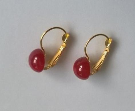 Minerální karneolové náušnice 10 mm, zlaté (X1699)