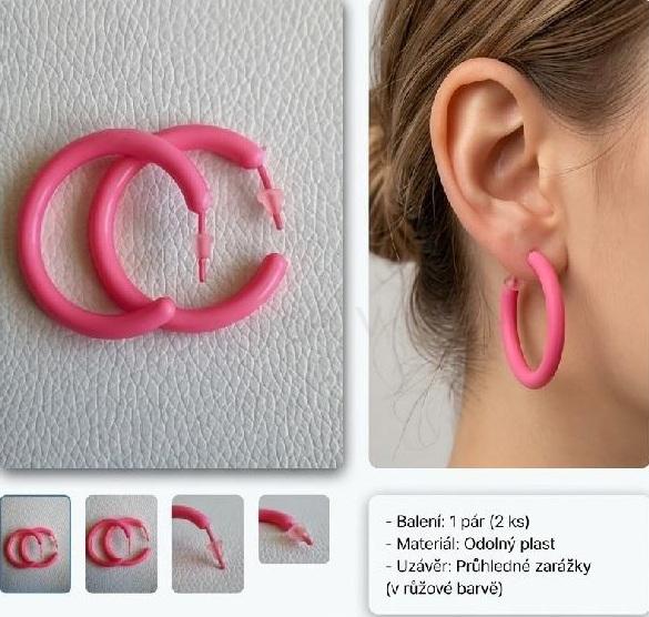 Náušnice kruhy hypoalergenní starorůžové velikost 6,5 cm (BB743)