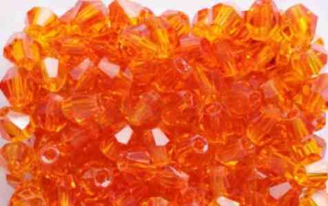 Korálky broušené sluníčka 6 mm oranžové plastové 20ks (AC55)