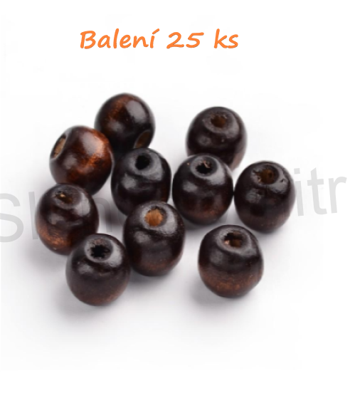 Dřevěné korálky 8 mm, hnědé 25 kusů (AC81)