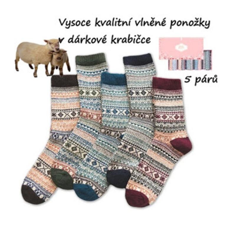 Vysoce kvalitní vlněné ponožky v balení 5 párů velikost 38–42 (K418)