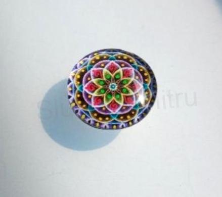 Kabošon kulatý - sklo 25 mm Mandala (AD188)