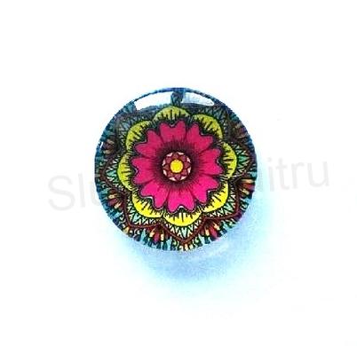 Kabošon kulatý - sklo 25 mm Mandala (AD237)