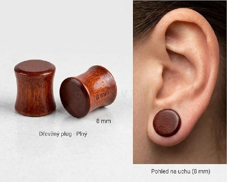 Dřevěný plug do ucha 8 mm ze santalového dřeva (BB803)