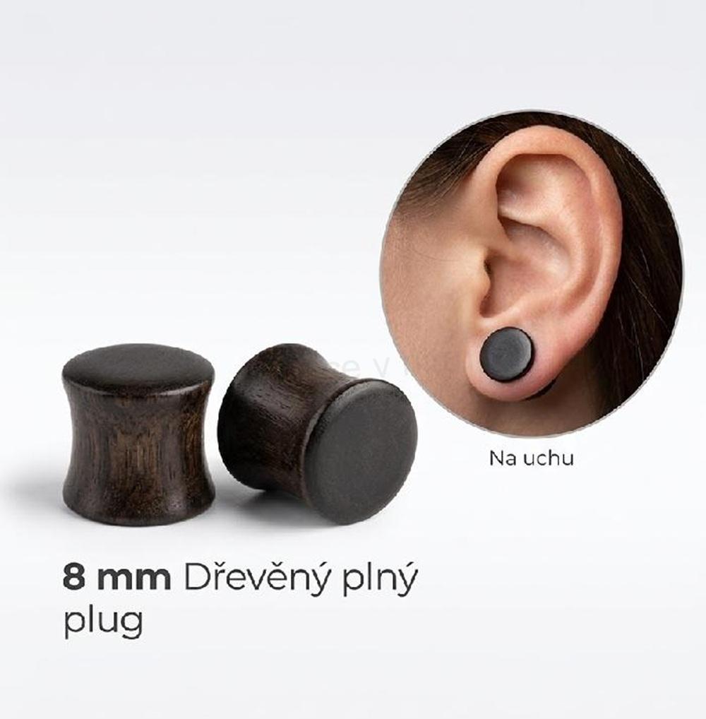 Dřevěný plug do ucha 8 mm ze santalového dřeva (BB804)
