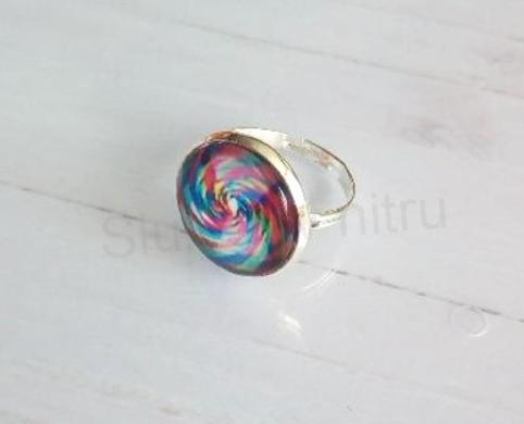 Nastavitelný prsten duhová mandala - 18 mm (BP446)