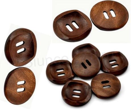 Dřevěný knoflík kulatý 3 cm 10 kusů hnědý (C679)