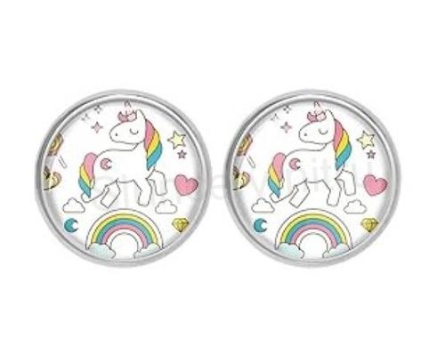 Dívčí náušnice klipsny Jednorožec z nerez oceli 16 mm (BB849)