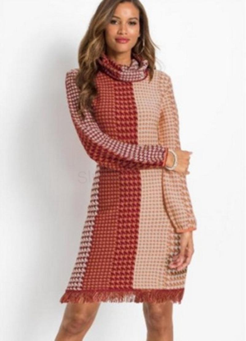 Úpletové šaty s rolákem – více velikostí L / XL / 2XL – EU 44–54 (K440)