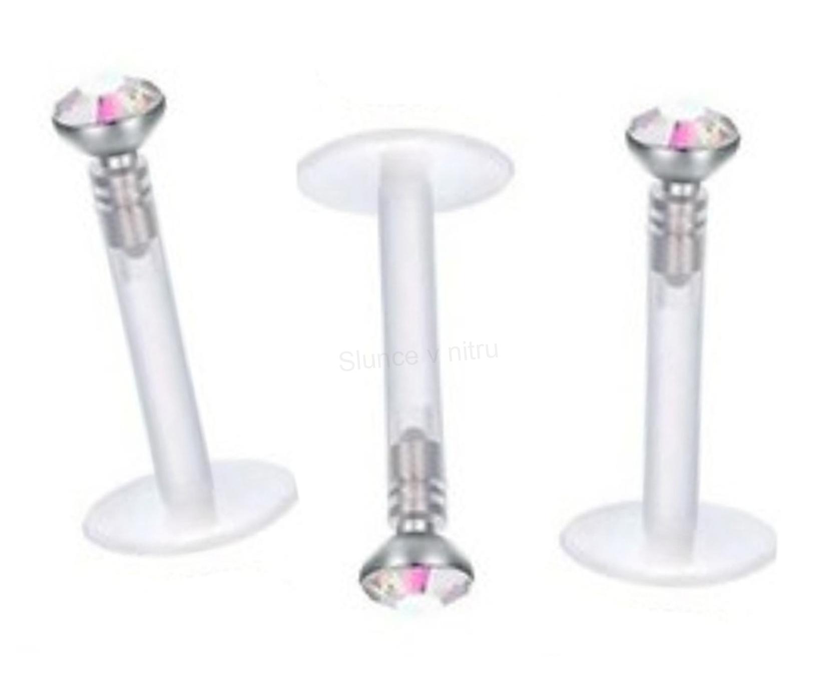 Piercing Labreta do nosu se zirkonem bílá duhová (BB15)
