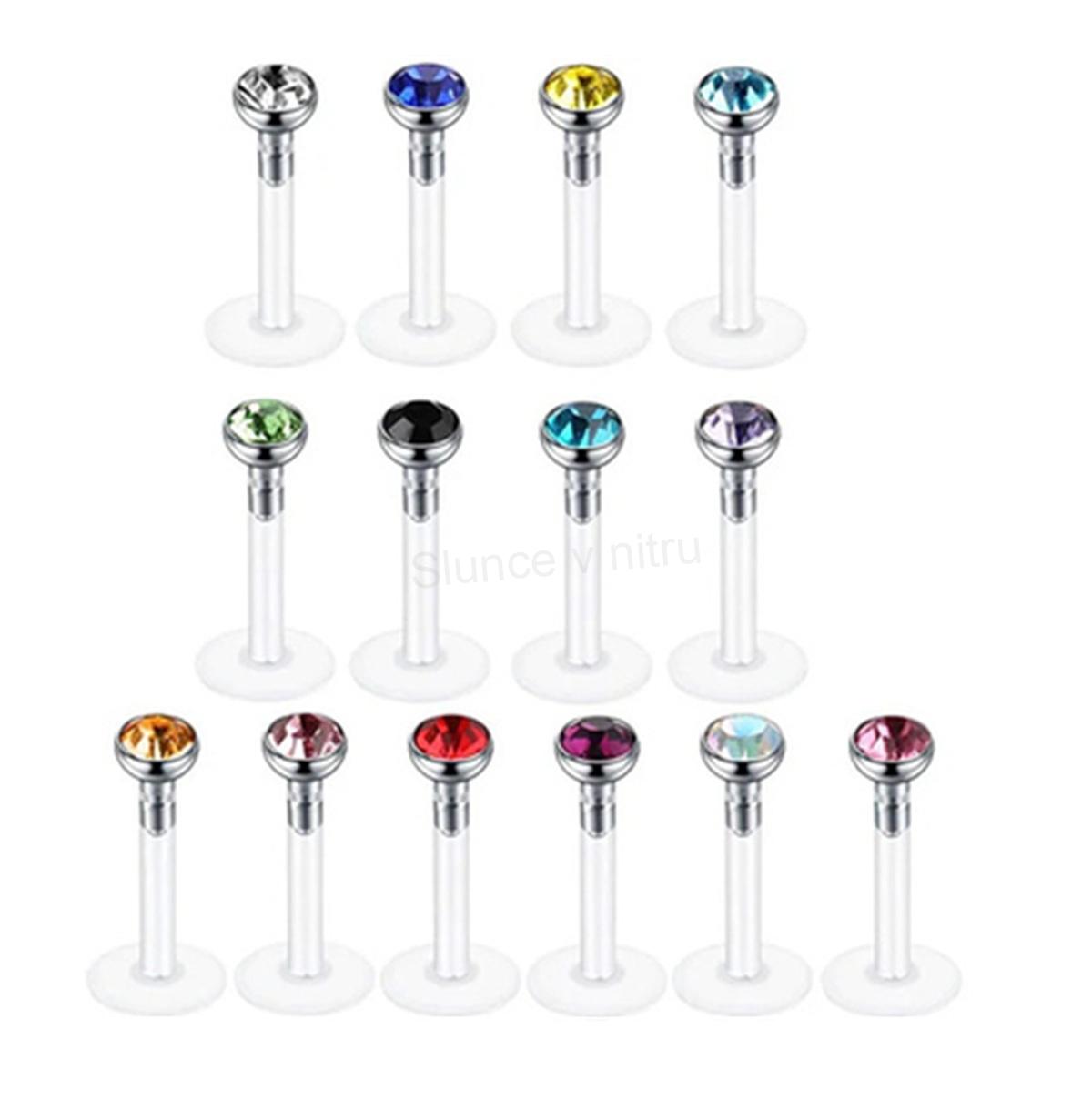 Piercing Labreta do nosu se zirkonem, bílá / mix barev (BB15)