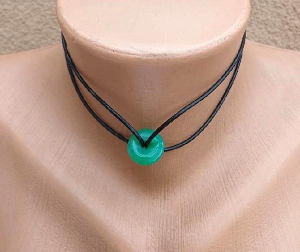Minerální zdvojený náhrdelník choker jadeit donut (X2052)