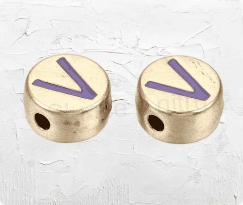 Smaltované korálky písmenko V - 8 x 4 mm (AA374)