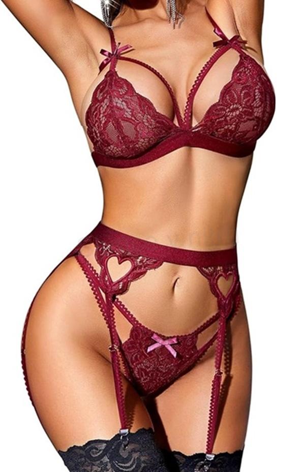 Dámské spodní prádlo s podvazkem a G‑String – velikost 2XL (K666)