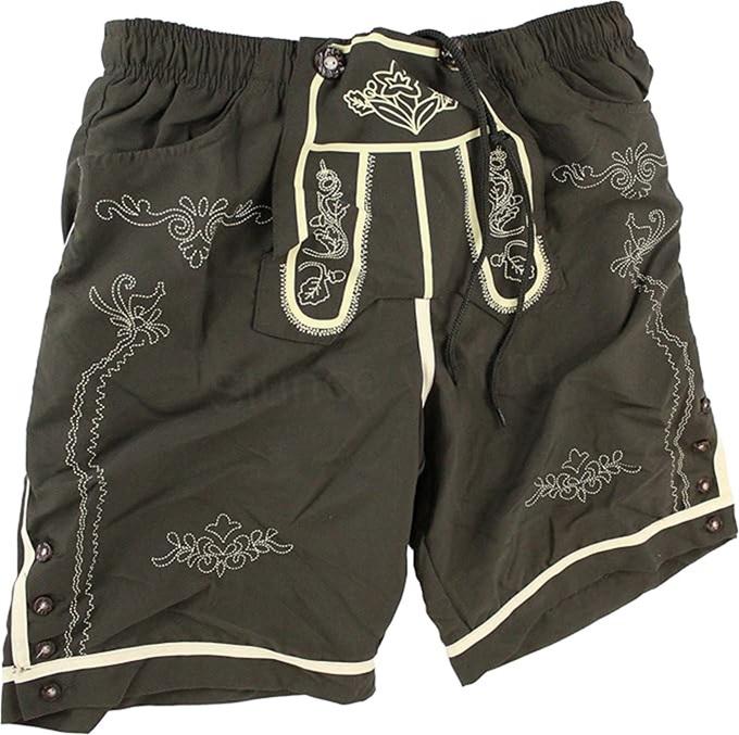 Pullach Hof pánské plavky – hnědo‑zelené (L–XL) (K709)