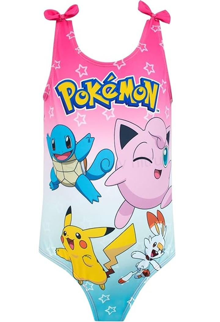 Dívčí plavky Pokémon Pikachu – růžové, velikost 146 (W266)
