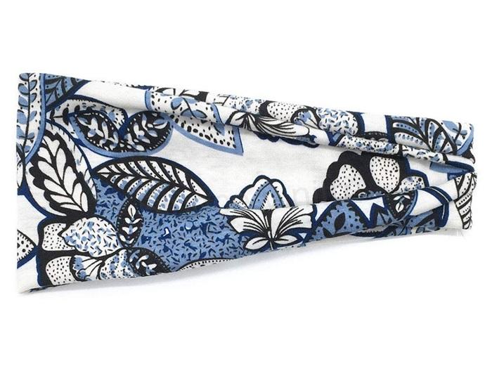 Boho čelenka DRESHOW – modro‑černý květinový vzor (K757)