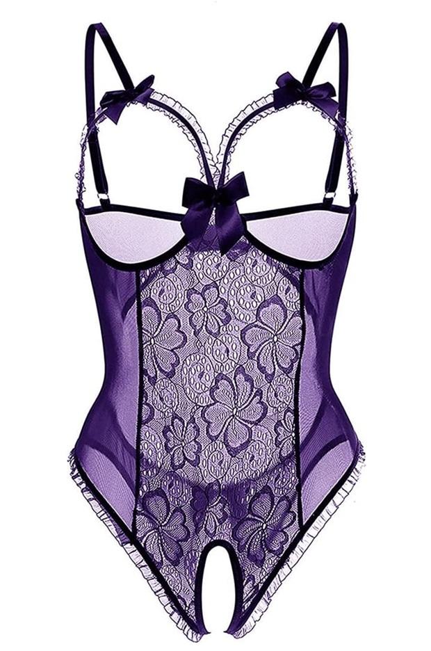 Tuopuda fialové Babydoll krajkové negližé – velikost M (K766)
