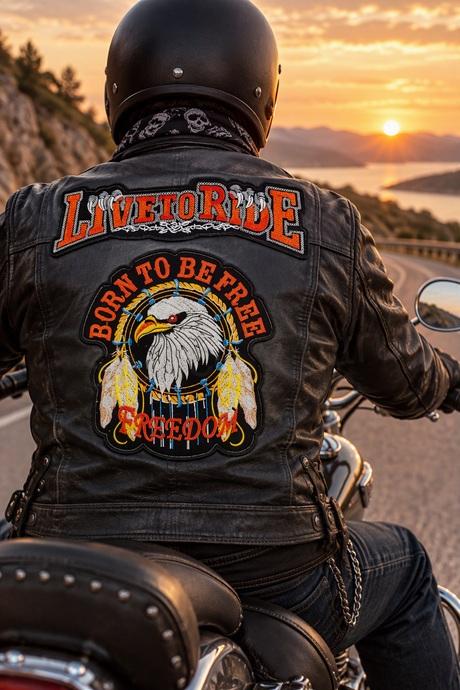Moto vinylová nášivka Live to Ride Freedom - 27 x 25 cm (C928)