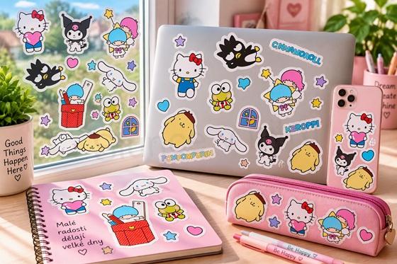 Samolepicí dekorace, samolepka Hello Kitty 25 × 15 cm (E1096)