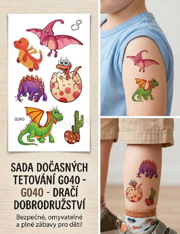 Voděodolné dočasné tetování Dinosauři 6 × 10 cm (E1155)