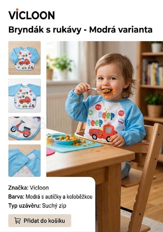 Bryndák s rukávy Vicloon modrý nepromokavý 6 měsíců až 3 roky (W303)