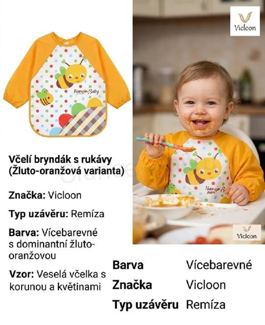 Bryndák s rukávy Vicloon žlutooranžový nepromokavý 6 měsíců až 3 roky (W303)