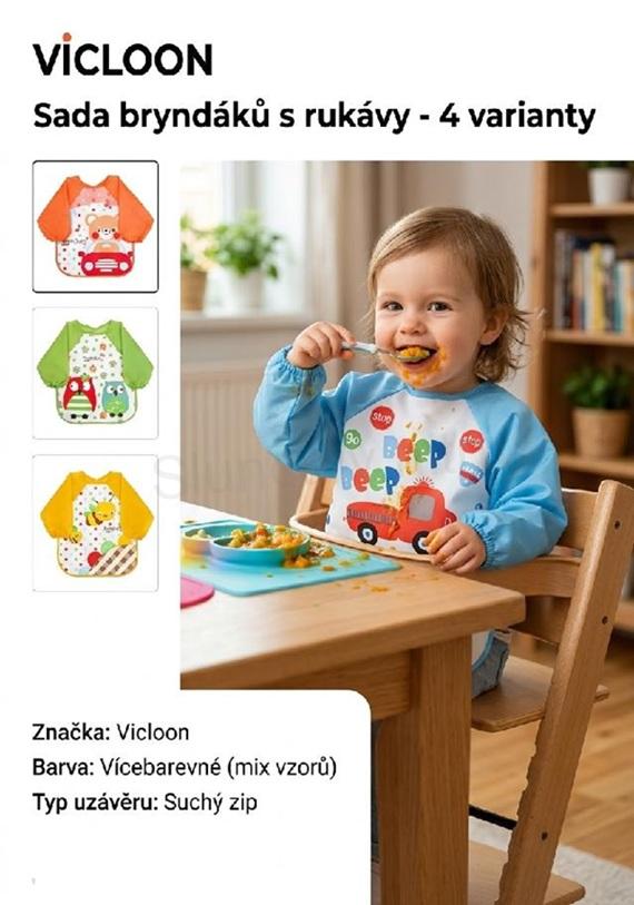 Bryndák s rukávy Vicloon nepromokavý 6 měsíců až 3 roky (W303)