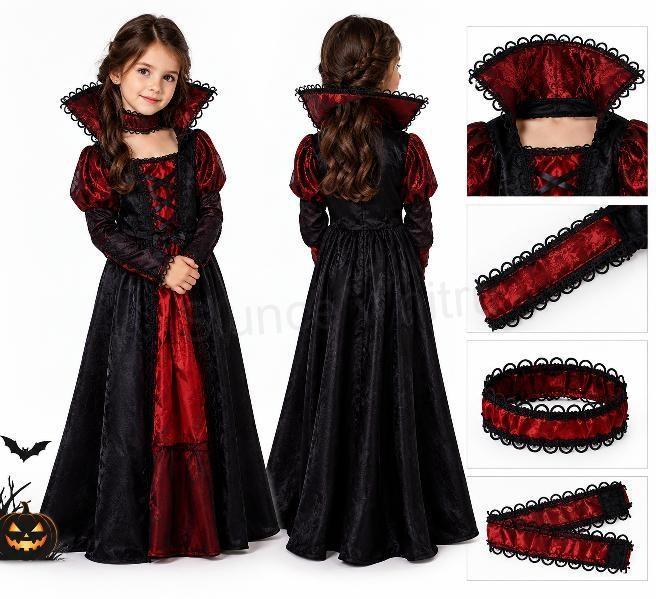 Halloween Upíří kostým pro dívky 4–6 let, výška 120–130 cm (W304)