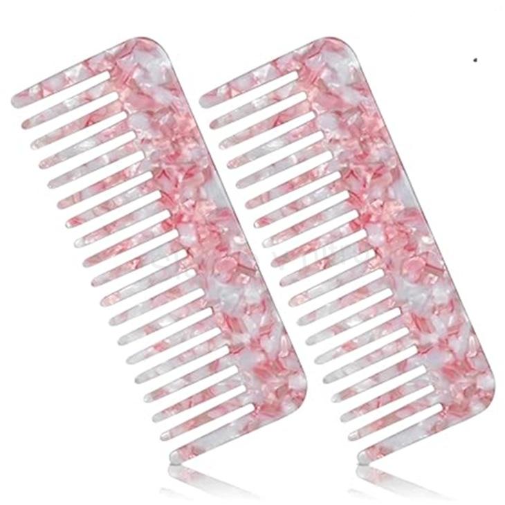 Hřeben na kadeře se širokými zuby růžovo-bílý 15,8 cm (H836)
