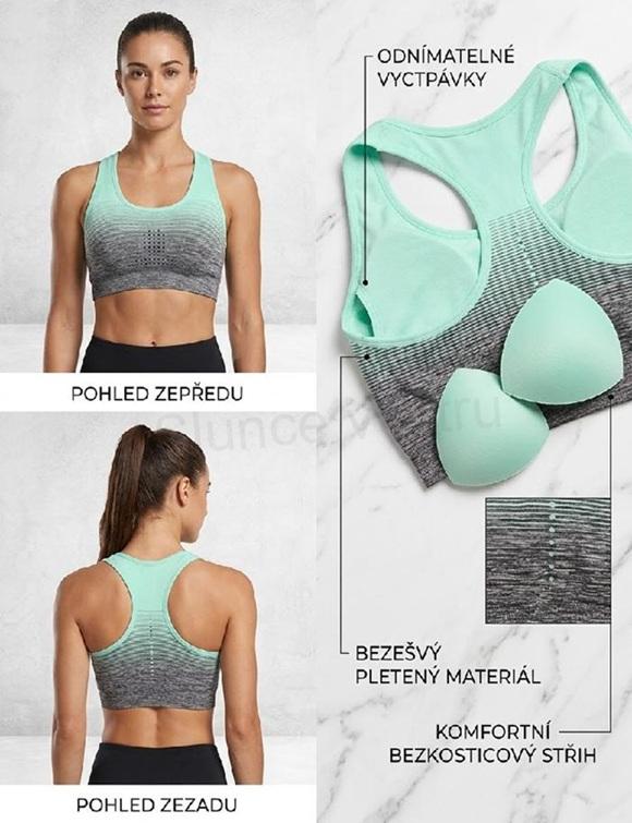 Sportovní push-up podprsenka zelená velikost M (K827)