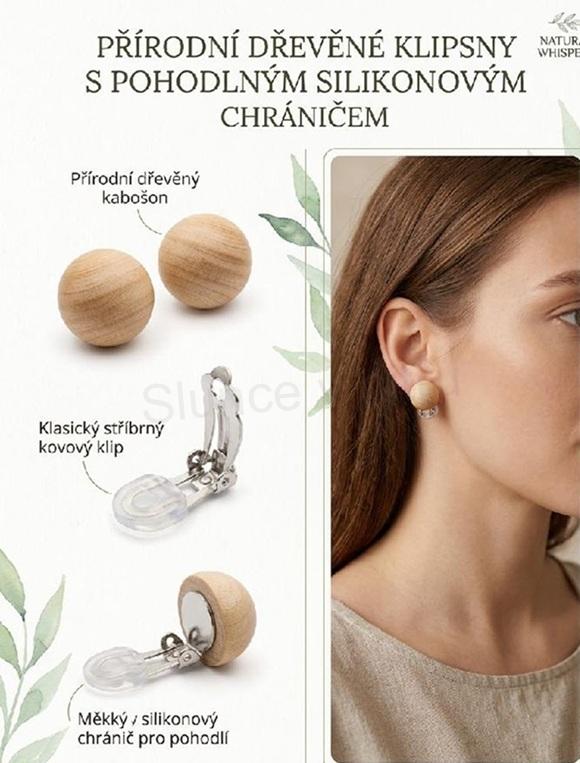 Přírodní dřevěné klipsové náušnice 17 mm (BB1050)