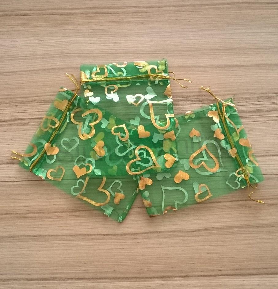 Dárkový sáček organza ze srdíčkami 10x12 cm (AE7)