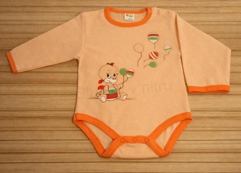 Kojenecké body dlouhý rukáv – oranžové – Dráček – vel. 86 (W30)