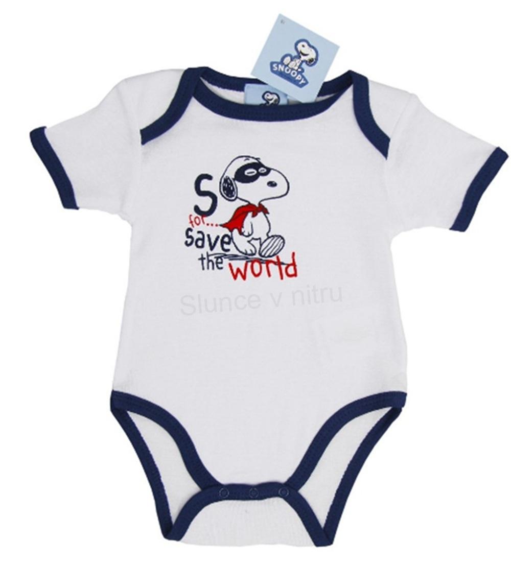 Dětské body Snoopy – krátký rukáv, věk 3 měsíce (W119)
