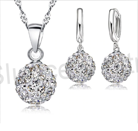 Postříbřená souprava šperků se Swarovski Elements (BE56)