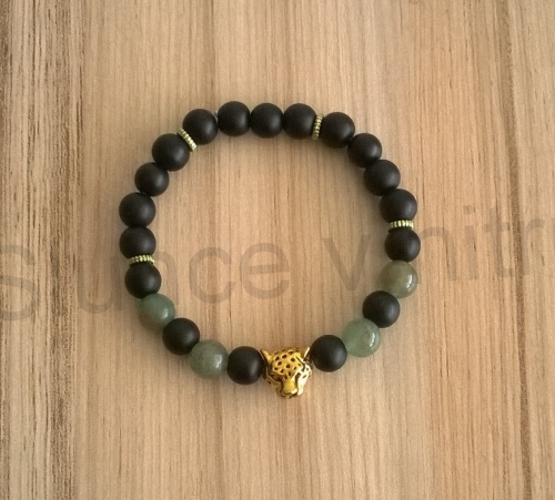 Minerální náramek onyx, aventurín a ozdoby (BC295)