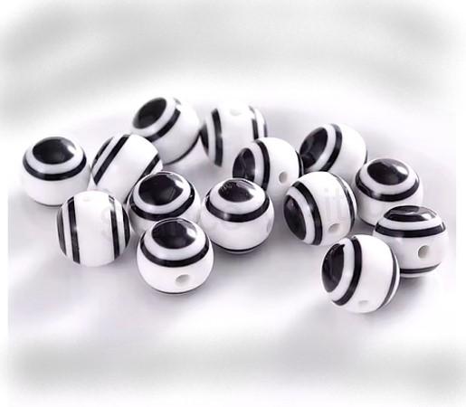 Plastový korálek Oko 8 mm | bílé (AC169)
