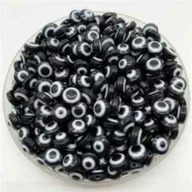 Plastový korálek Oko 5 x 8 mm | Bílo černé (AC190)