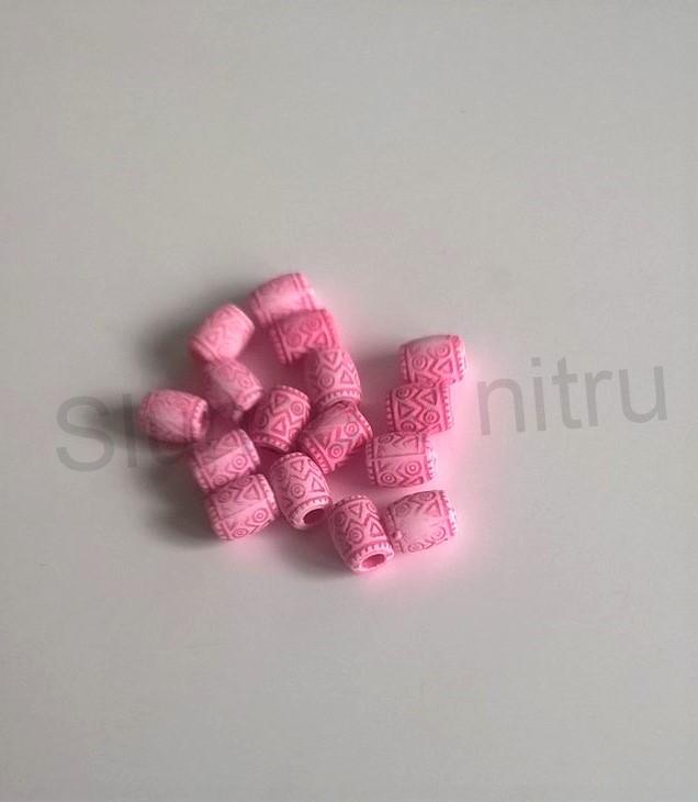 Plastový korálek váleček 8 x 7 mm | Tmavě růžové (AC208)