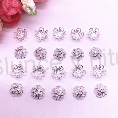 Kaplík kytička 10 x 4 mm - postříbřené - balení 10 ks (AA265)
