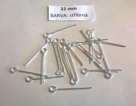 Ketlovací jehla 22 mm stříbrná 20 kusů v balení (AA268)