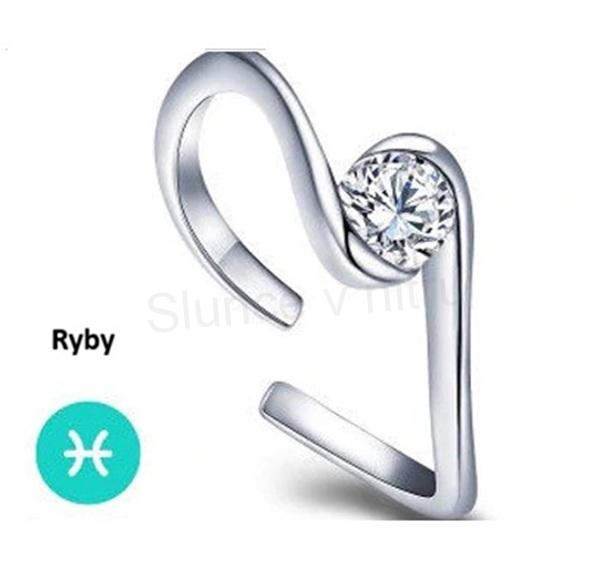 Postříbřený otevřený prsten znamení zvěrokruhu ryby (BP152)