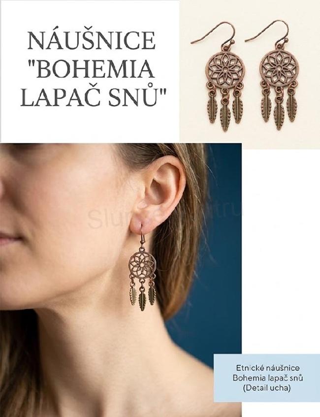 Etnické náušnice Bohemia lapač snů (BB297)